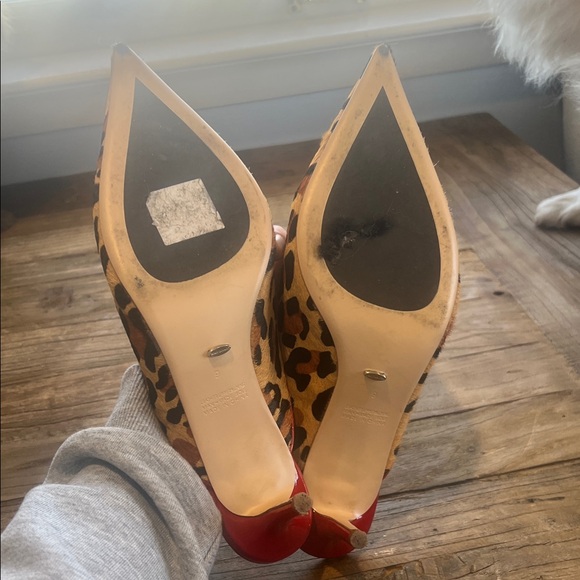 Tony Bianco Leopard Pointed Mule in Tan and Black with Red Trim - Picture 8 of 9